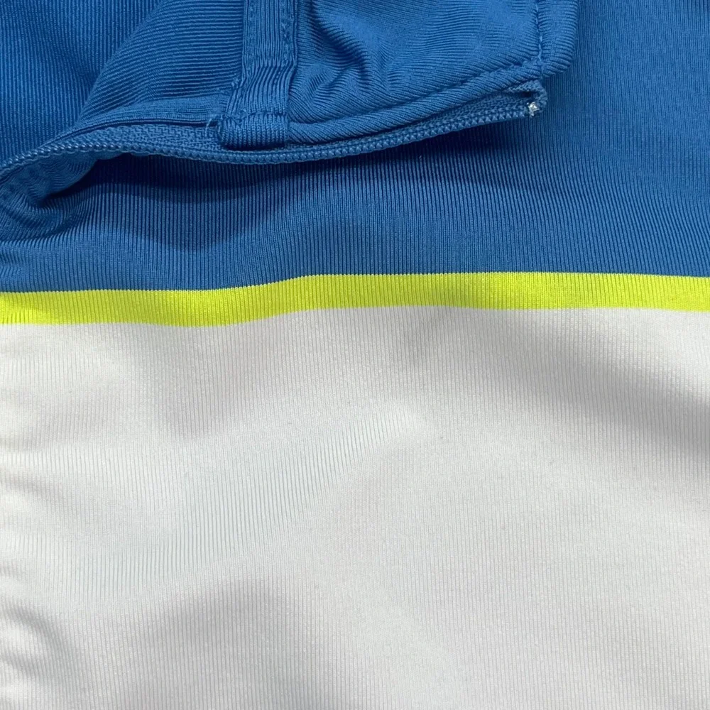 FootJoy FJ Mens Golf Pullover Blue White‎ Yellow Stripe 1/4 Zip Long Sleeve L